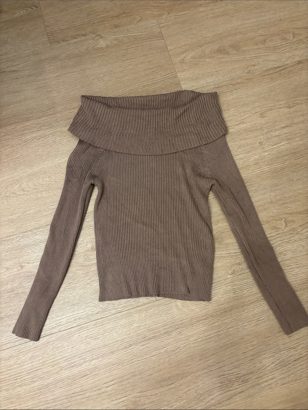 Forever 21 Taupe Ribbed Off-the-Shoulder Sweater